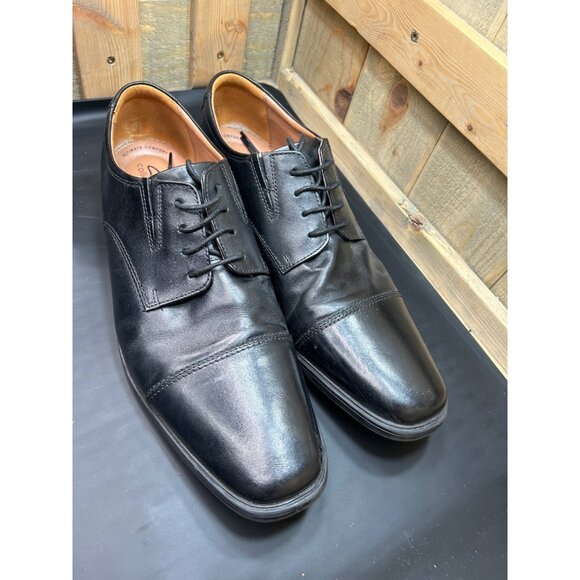 Clarks Collection Black Leather Mens Dress Shoes Size 14 - Picture 3 of 9